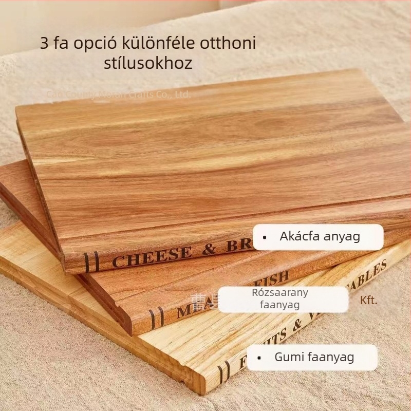 Akácfa vágódeszka készlet, 3 darabos, alappal, kétoldalas, vastagított