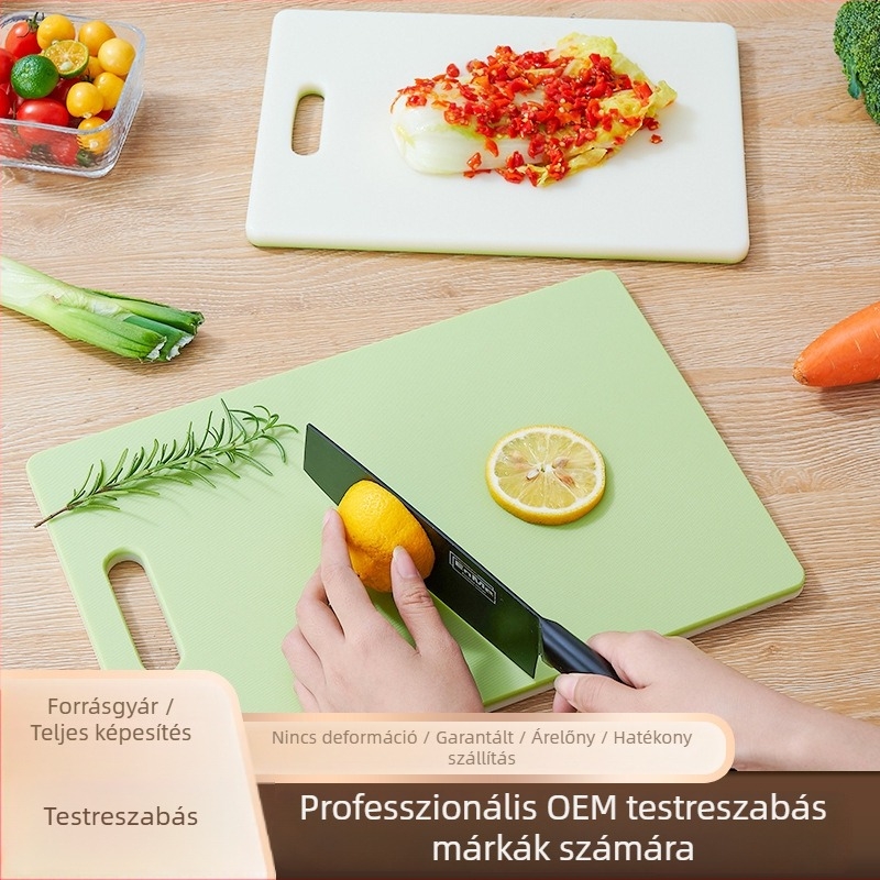 Két színű étkezési minőségű PE-gyanta vágódeszka, csúszásmentes, kopásálló, koreai stílusú, antibakteriális, penészmentes, otthoni és kereskedelmi használatra