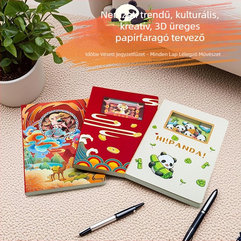 3D üreges papírszobrászati jegyzetfüzet nemzeti stílusú kulturális és kreatív útinaplóval, testre szabható