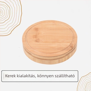 Bambusz sajttál készlet rozsdamentes acél késekkel és villákkal, többfunkciós fa vágódeszka és nyugati stílusú tál