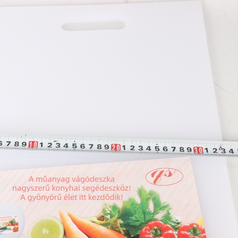 Műanyag téglalap alakú vágódeszka, 0,8 cm vastag, 48 × 33 cm, otthoni konyhai használatra