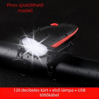 USB-C töltésű kerékpár lámpa éjszakai tekeréshez hang- és fényriasztással