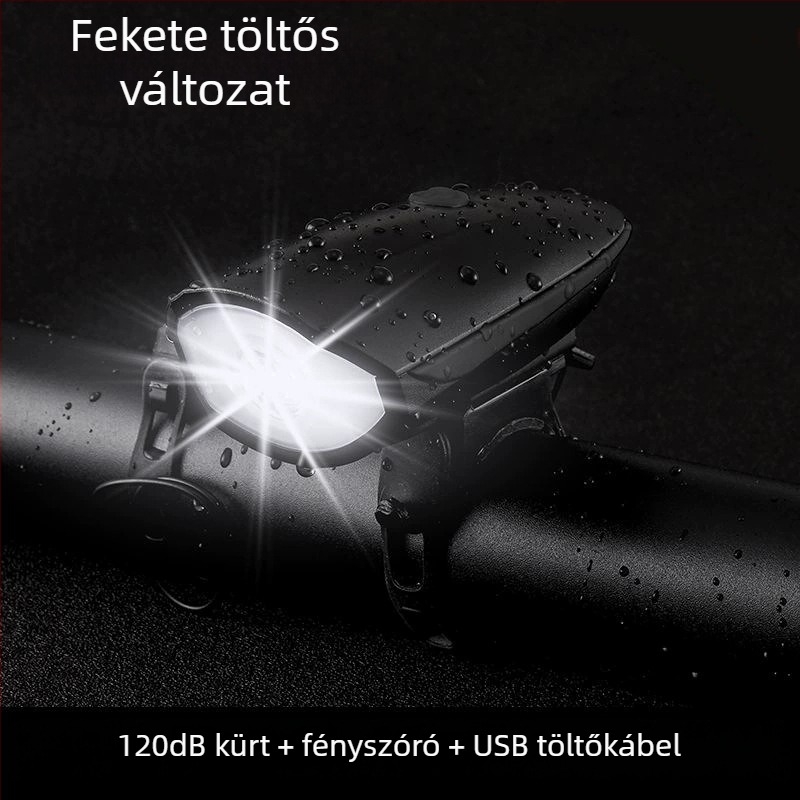 USB-C töltésű kerékpár lámpa éjszakai tekeréshez hang- és fényriasztással