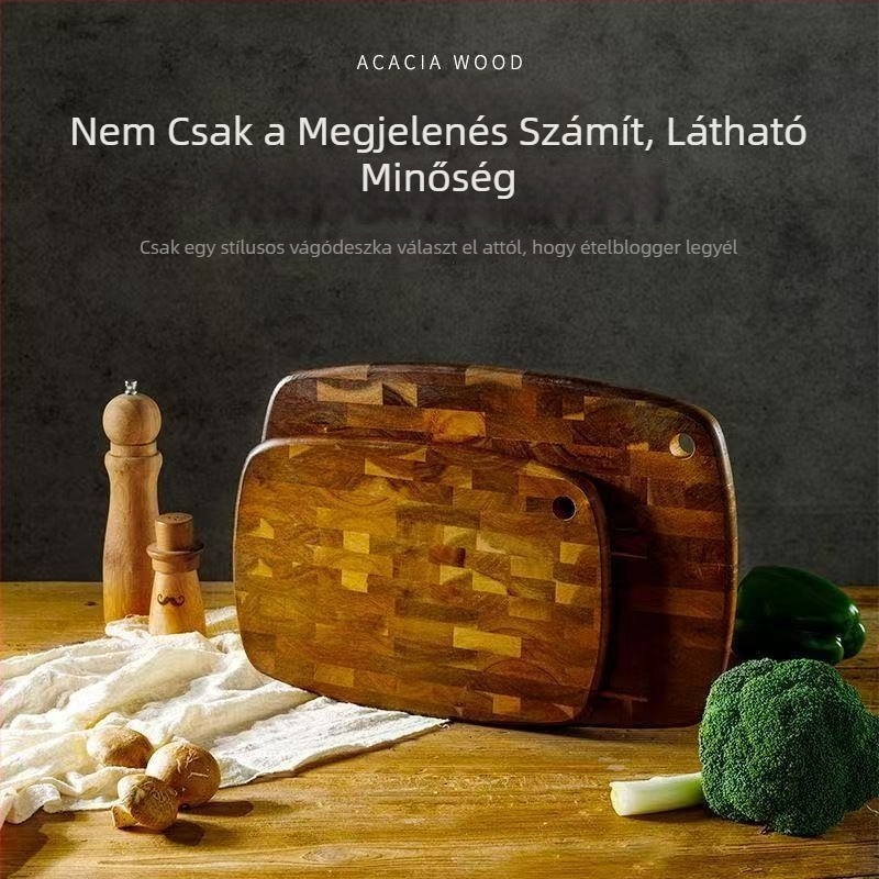 Kétoldalas akácfa vágódeszka – antibakteriális, penészálló, masszív fa konyhai eszköz