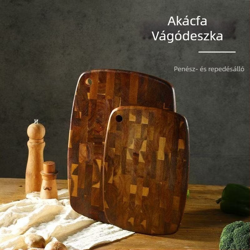 Kétoldalas akácfa vágódeszka – antibakteriális, penészálló, masszív fa konyhai eszköz