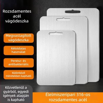Élelmiszer-minőségű 316 rozsdamentes acél vágódeszka, antibakteriális és penészmentes, kétoldalas