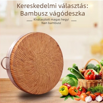 Körkörös, vastag bambusz vágódeszka – konyhai használatra, húsnak, csontoknak és zöldségeknek, otthoni és kereskedelmi használatra