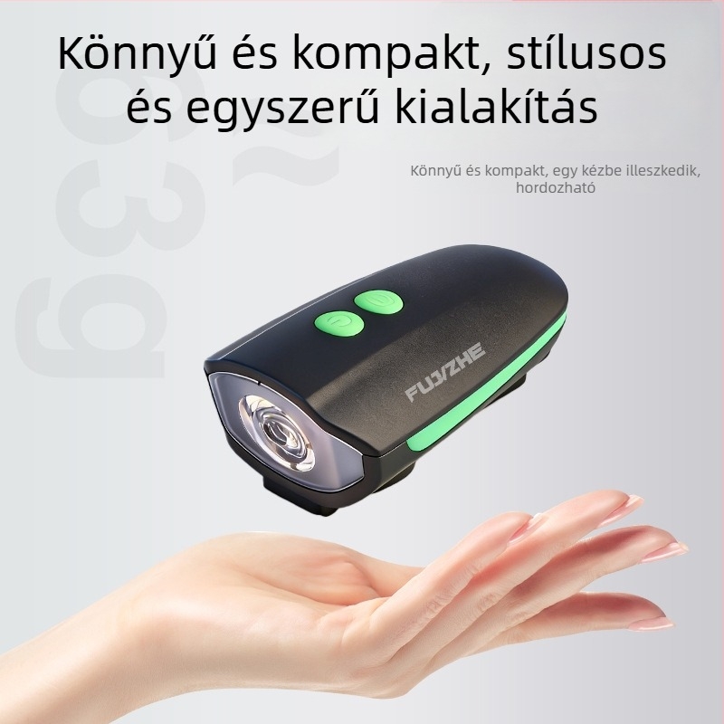Ambush 7588 Kerékpár első lámpa — újratölthető, éjszakai tekeréshez, elektromos kürttel
