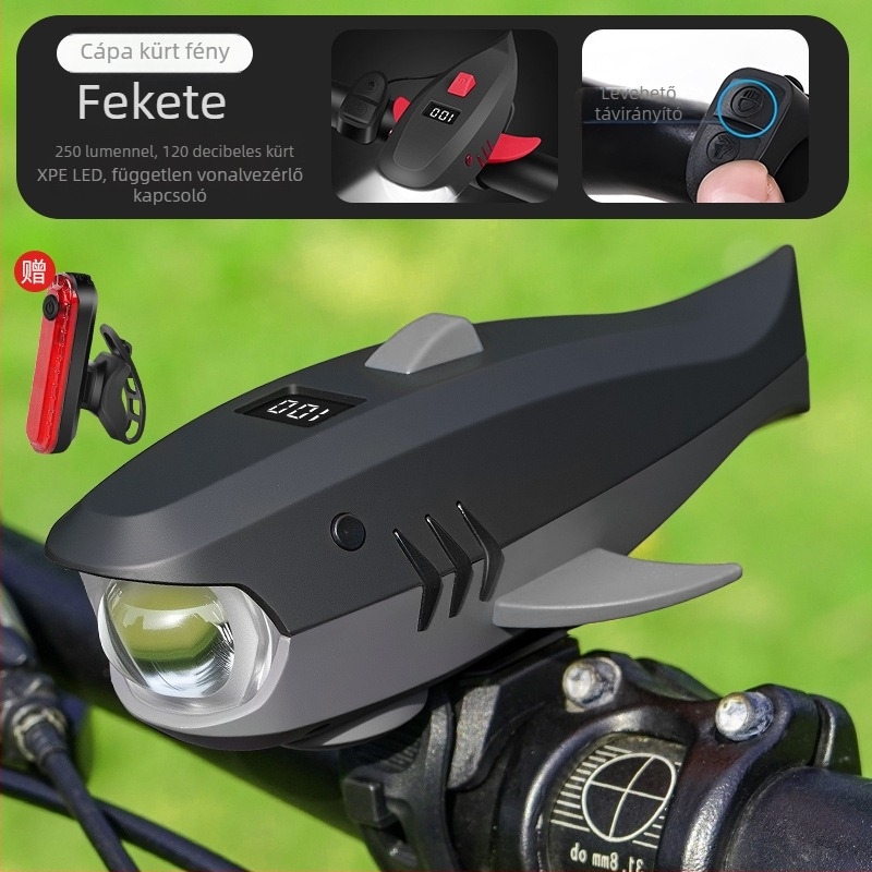 Első kerékpár világítás éjszakai tekeréshez — mountain bike kiegészítő ultrahangos haranggal és kürttel