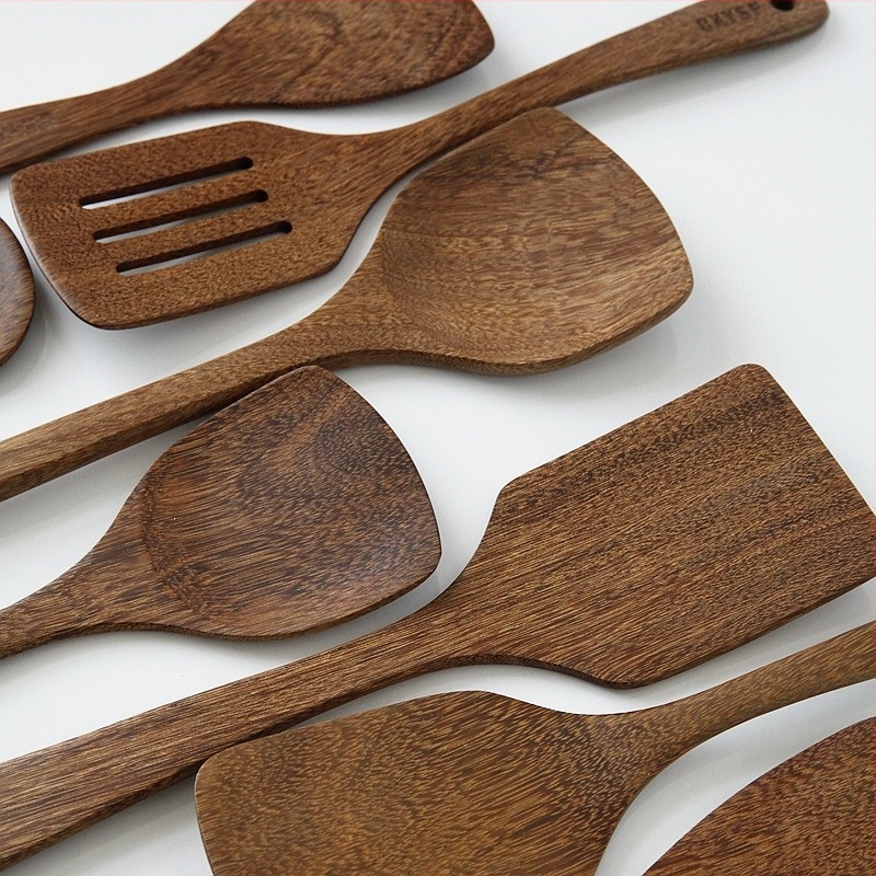 Fa spatula készlet a konyhához, magas hőállóságú