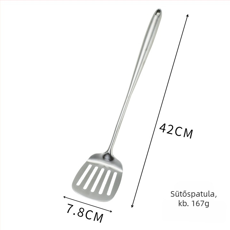 304 rozsdamentes acél spatula készlet hosszú nyelekkel, konyhai eszközök, égés elleni védelem
