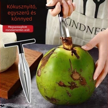 Rozsdamentes acélból készült kókusznyitó, kés és fúróeszköz otthoni használatra