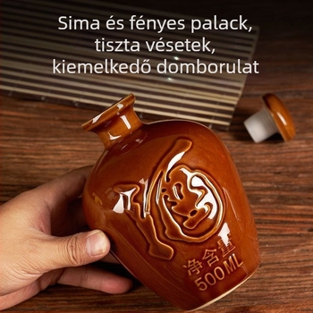 Otthoni használatra szánt kerámiaborosüveg, sárkány- és Főnix motívummal, hagyományos stílus, nagy kapacitás, hordozókosárral, 1 jin, 2 jin, 3 jin, 5 jin