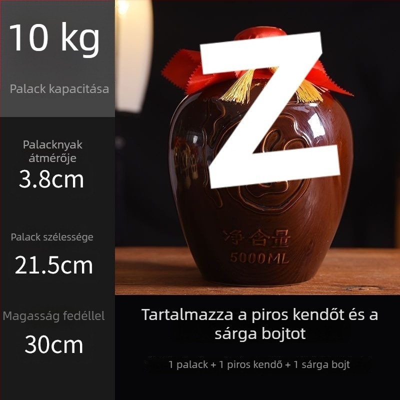 Otthoni használatra szánt kerámiaborosüveg, sárkány- és Főnix motívummal, hagyományos stílus, nagy kapacitás, hordozókosárral, 1 jin, 2 jin, 3 jin, 5 jin