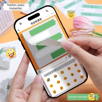 Zöld buborékos jegyzetfüzet kreatív chat-buborék emoji matricákkal és téphető ragasztós jegyzetekkel az osztály számára