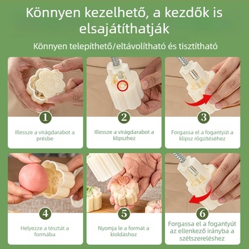 Mooncake-form mung bean tészta, kézi nyomású, otthoni használatra, 50 g / 75 g, reliefes felület jégbőrrel sütéshez
