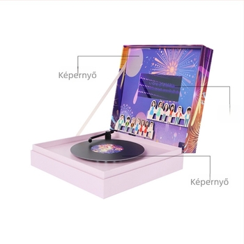 Egyedi nemzetközi videó doboz könyv alakú képeslappal, LCD ünnepi üdvözlőlap és fényképalbum – ajándékcsomag