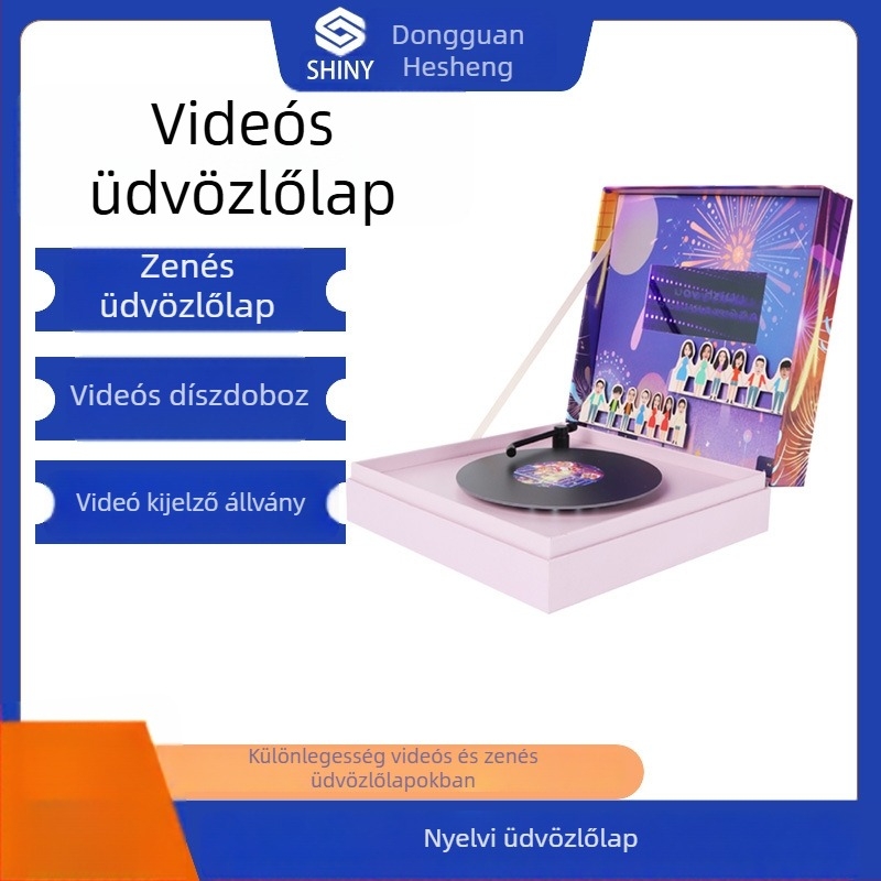 Egyedi nemzetközi videó doboz könyv alakú képeslappal, LCD ünnepi üdvözlőlap és fényképalbum – ajándékcsomag