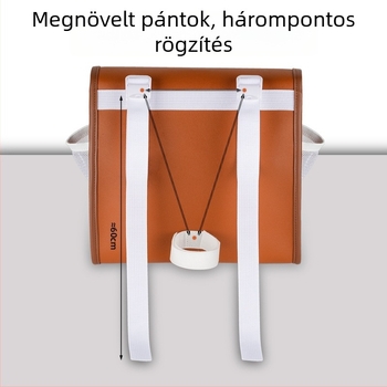 Vízálló PVC kerékpáros táska elöl és hátul tárolórekeszekkel, elektromos kerékpár töltő és kiegészítők tárolására, kapacitás kb. 8 liter.