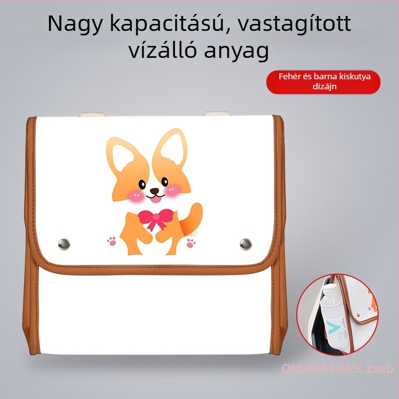 Vízálló PVC kerékpáros táska elöl és hátul tárolórekeszekkel, elektromos kerékpár töltő és kiegészítők tárolására, kapacitás kb. 8 liter.
