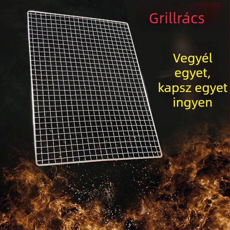 Rozsdamentes acélból készült téglalap alakú grillsütő rács, sütő és szárító háló