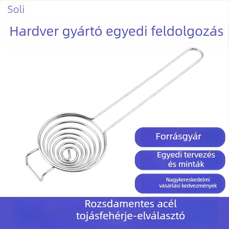 Rozsdamentes acél tojásfehérje és tojássárgája szeparáló, tojás szűrő – sütőeszköz