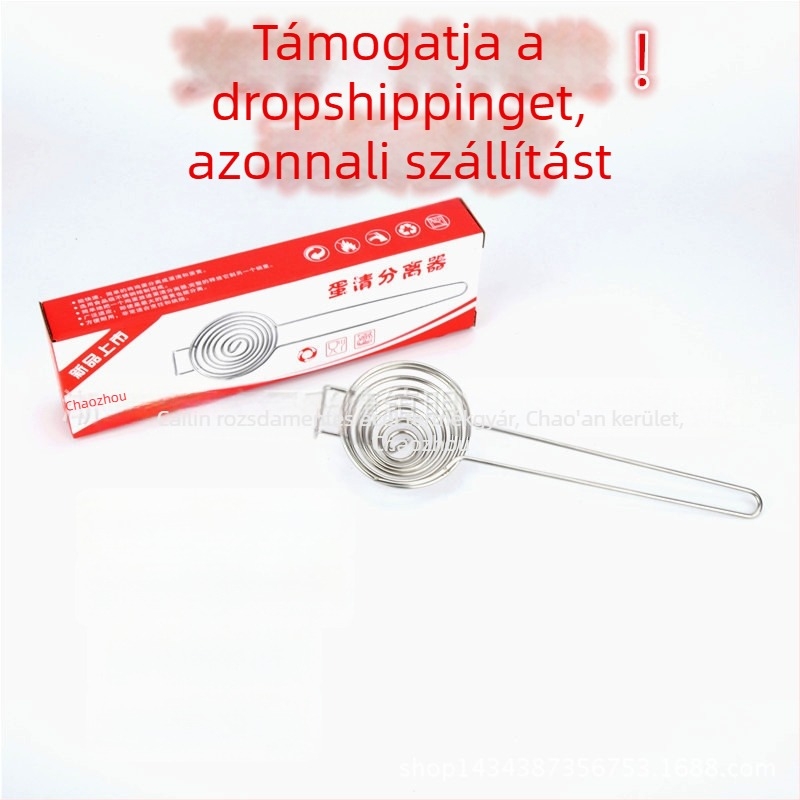 Rozsdamentes acél tojásfehérje- és tojássárgája-szétválasztó, szűrővel – sütő-konyhai eszköz