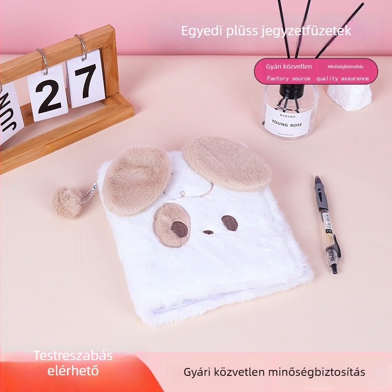 Plüss borítású jegyzetfüzet személyre szabható, aranyos mesefigurás borítóval, 100-200 oldal, 80 g/m² papír