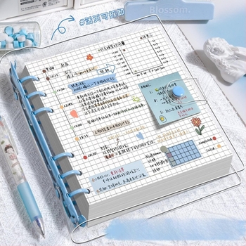 Ahgu Átlátszó PVC négyszögletes notesz kivehető oldalakkal és kockás papírral
