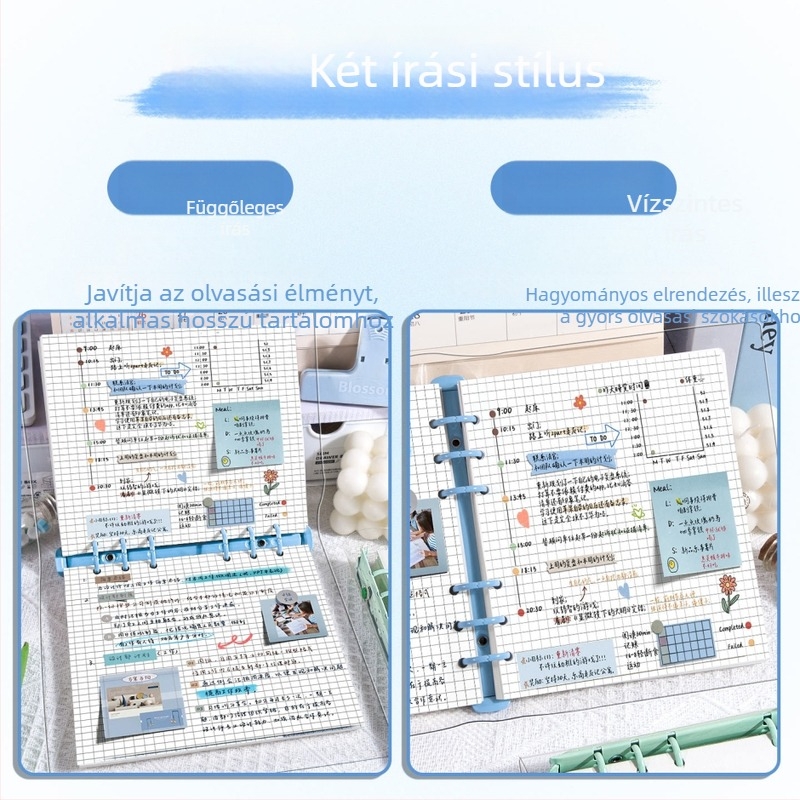 Ahgu Átlátszó PVC négyszögletes notesz kivehető oldalakkal és kockás papírral