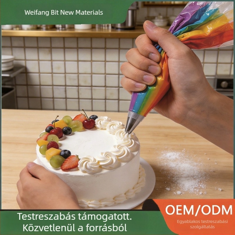Személyre szabható tortadíszítő tasak, élelmiszer-biztonságos díszítéshez