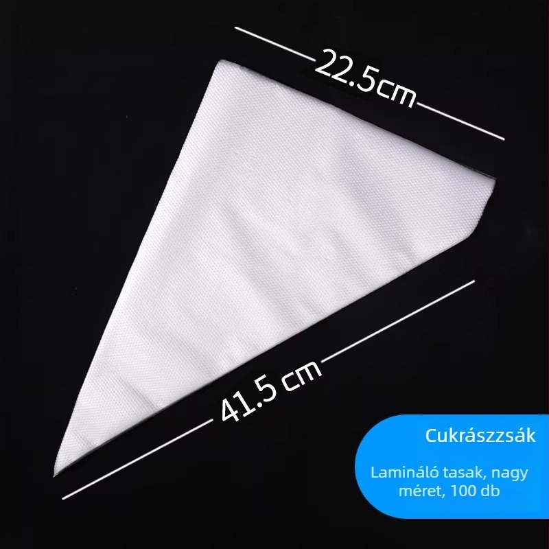 Egyszer használatos, átlátszó háromszög alakú tortadíszítő zacskó