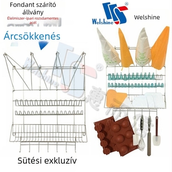 Rozsdamentes acélból készült habzsák szárítóállvány tortadíszítéshez és fúvóka tároló