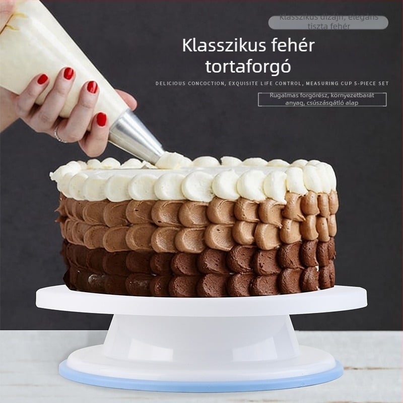 Műanyag tortadíszítő forgótálca csúszásmentes éllel