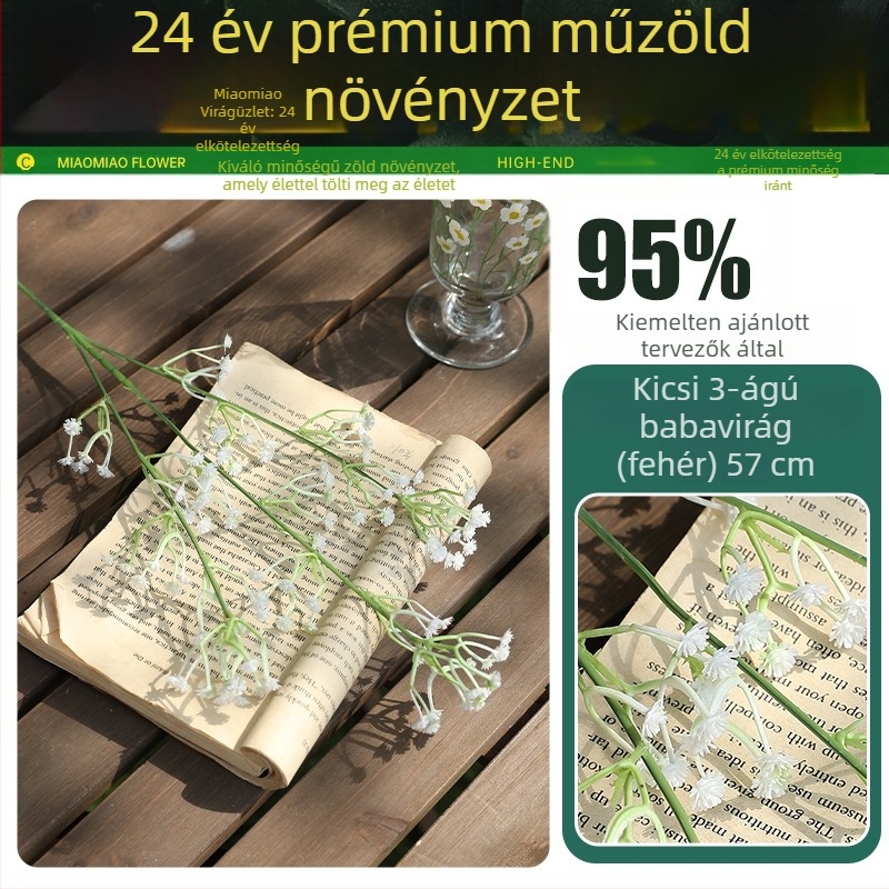 Művirágok – gypsophila, luxus dekorációs csokor a nappaliba, kézben tartható csokor, műanyag virágok fotózáshoz