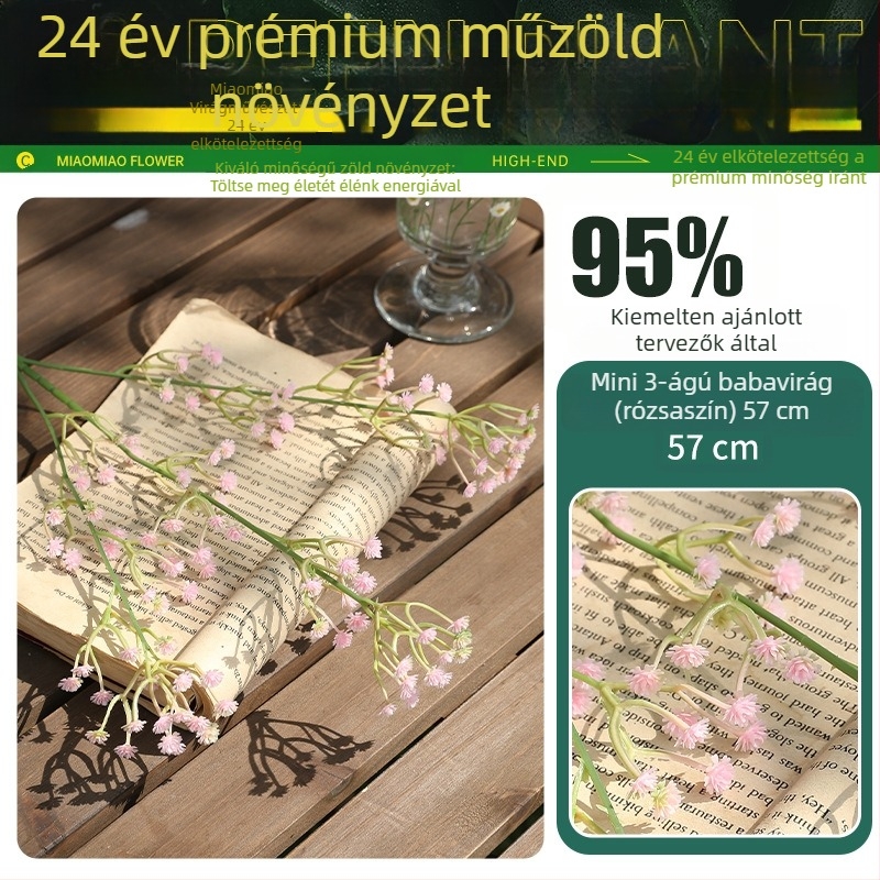 Művirágok – gypsophila, luxus dekorációs csokor a nappaliba, kézben tartható csokor, műanyag virágok fotózáshoz