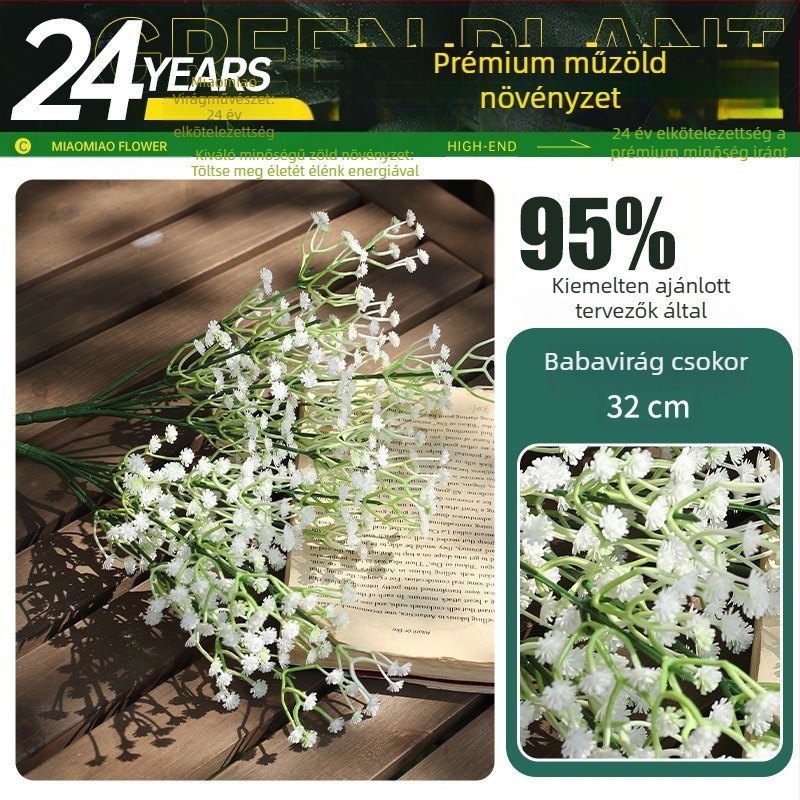 Művirágok – gypsophila, luxus dekorációs csokor a nappaliba, kézben tartható csokor, műanyag virágok fotózáshoz