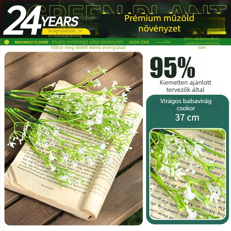 Művirágok – gypsophila, luxus dekorációs csokor a nappaliba, kézben tartható csokor, műanyag virágok fotózáshoz