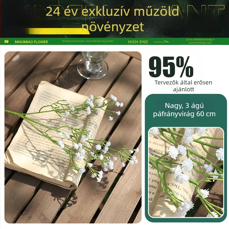 Művirágok – gypsophila, luxus dekorációs csokor a nappaliba, kézben tartható csokor, műanyag virágok fotózáshoz