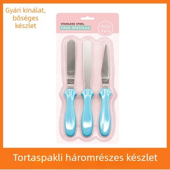 Három darabos torta spatula készlet: spatula, demoldáló kés, rozsdamentes acél simító kés sütéshez és díszítéshez