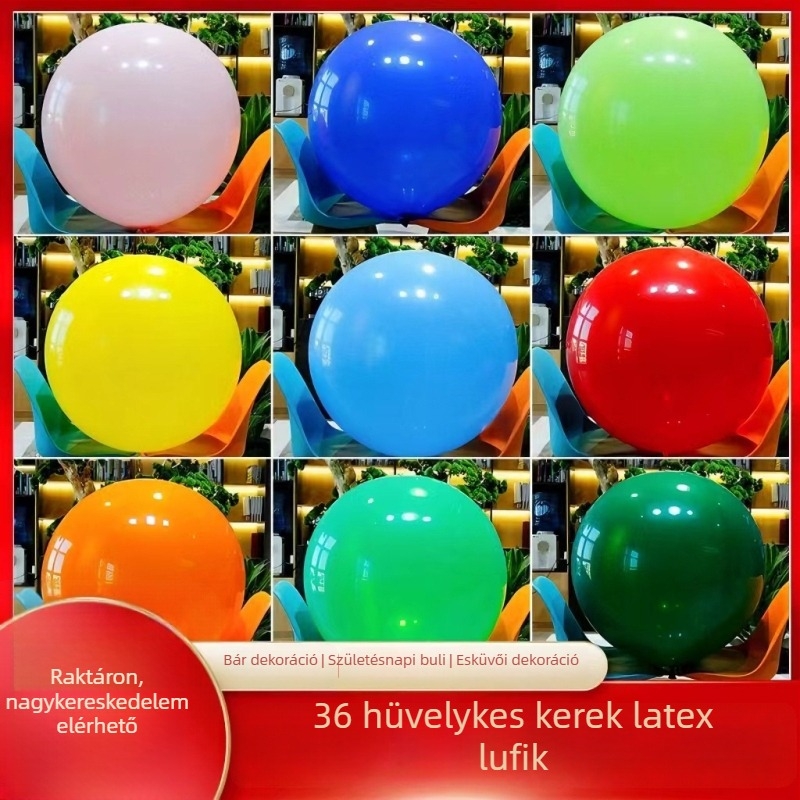 36 hüvelykes kerek latex ballon, vastag falú, születésnapi és esküvői dekorációhoz