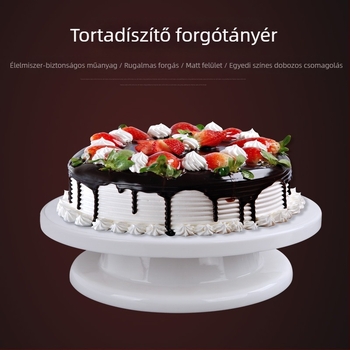 Műanyag tortadíszítő forgótálca, csúszásmentes él