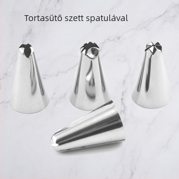 Rozsdamentes acél dekoráló csövek, spatula és habzsák készlet háztartási sütéshez