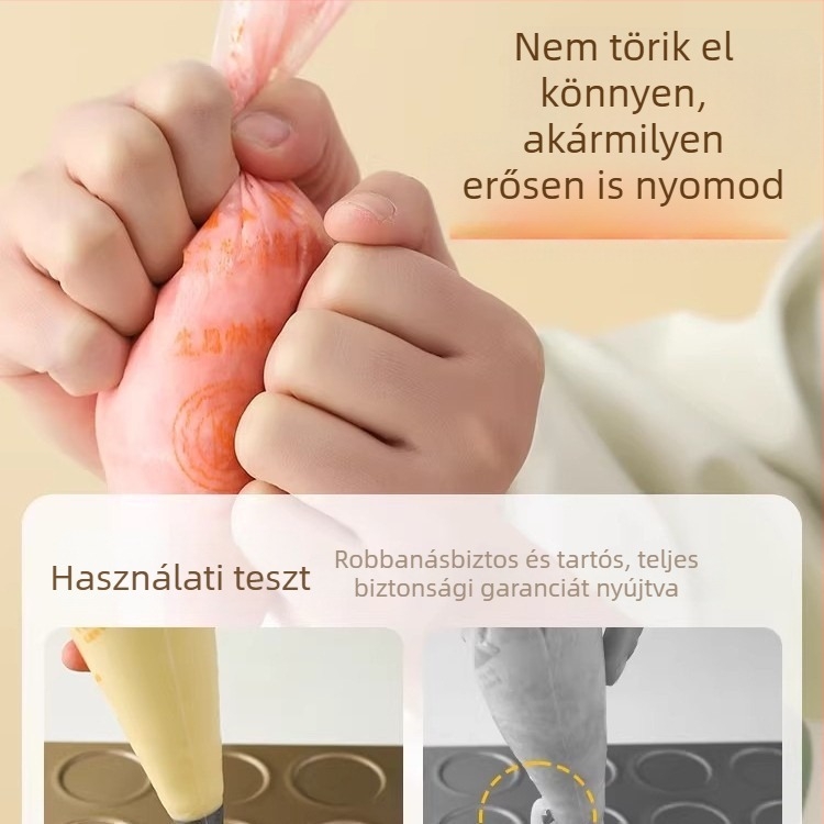 Egyszer használatos nyomózsák háztartási használatra, élelmiszer-biztonságos díszítéshez tortákhoz és krémekhez