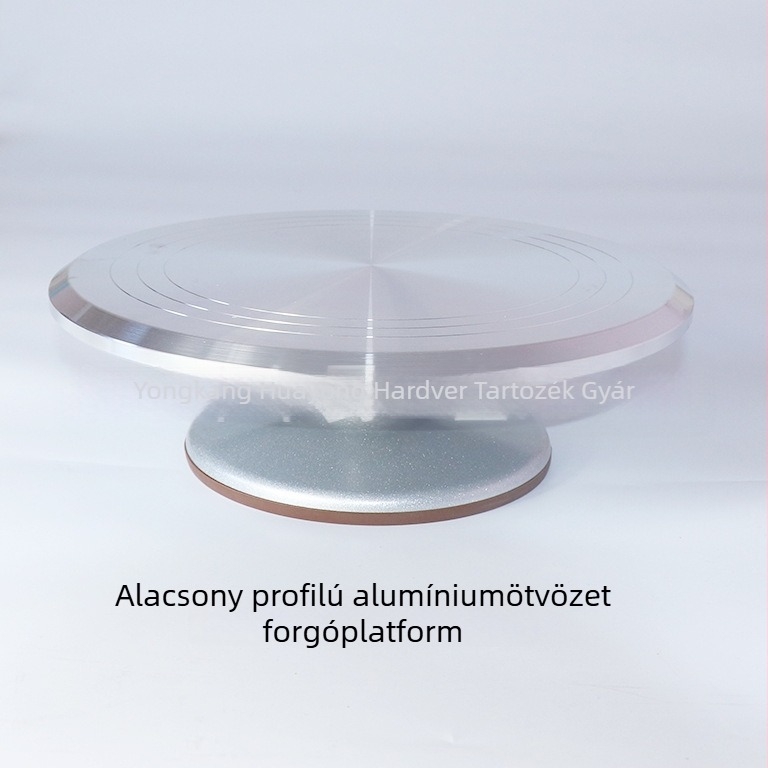 Alumínium ötvözet torta forgóasztal dekoráláshoz, alacsony profilú DIY sütéshez
