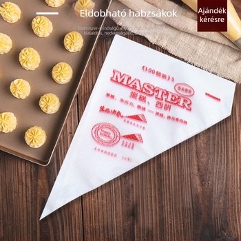 100 darab egyszer használatos műanyag habzsák krémmel díszítéséhez tortákhoz és süteményekhez, tortaformával