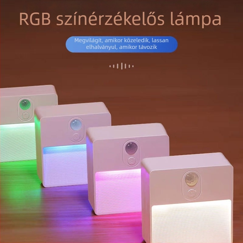 RGB színérzékelős LED lépcsőfény USB mágneses töltéssel