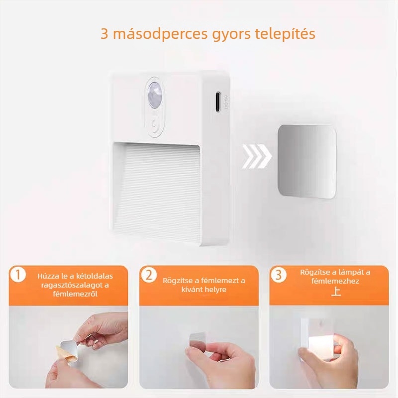 RGB színérzékelős LED lépcsőfény USB mágneses töltéssel