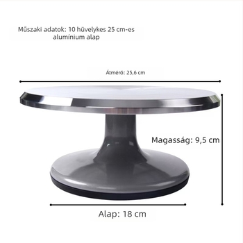 Alumíniumötvözetből készült csúszásmentes torta forgóasztal, 10–12 hüvelyk, díszítéshez