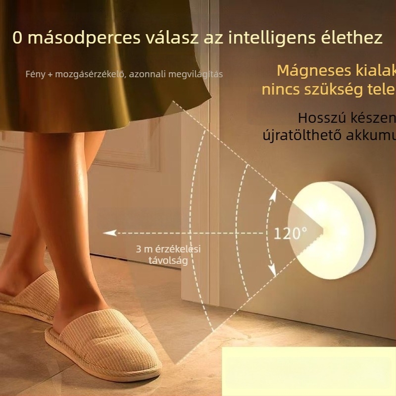 Indukciós éjszakai fény mágneses töltéssel, nagy kapacitású akkumulátor – LED folyosólámpa
